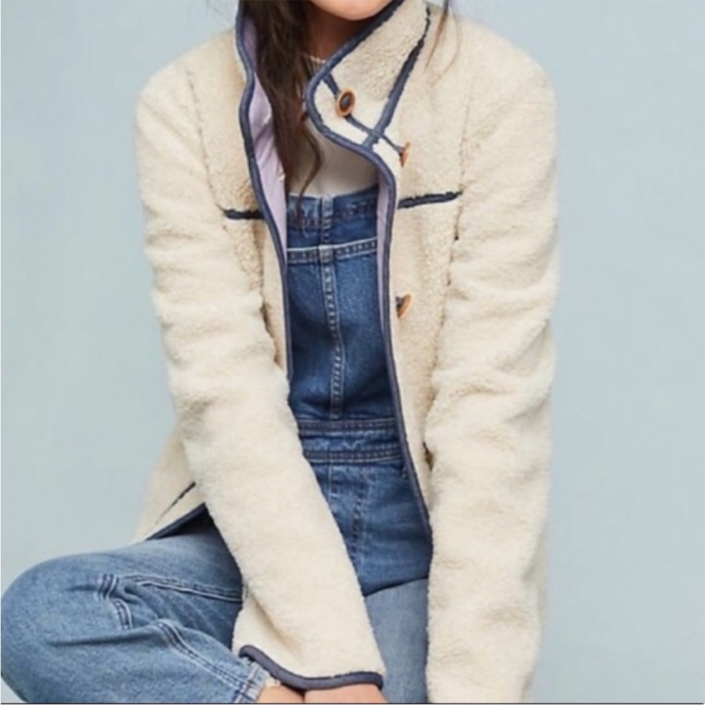 Anthropologie Piped Sherpa Jacket